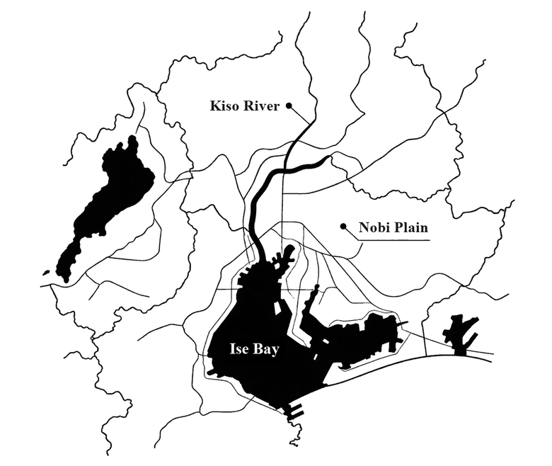 Relief map of the Kiso River, the Nobi Plain and Ise Bay